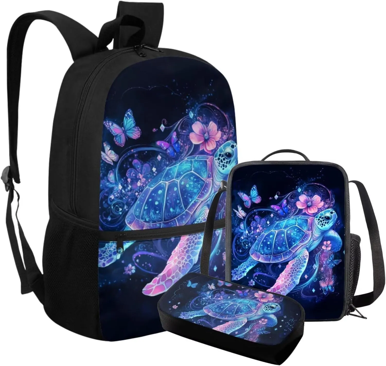 FOR U DESIGNS Turtle Backpack for Kids 5-7 with Lunch Box Kindergarten Elementary School Bag Set 2nd Grade Lightweight Bookbag Set for School 3 Piece School Supplies 17 Inch