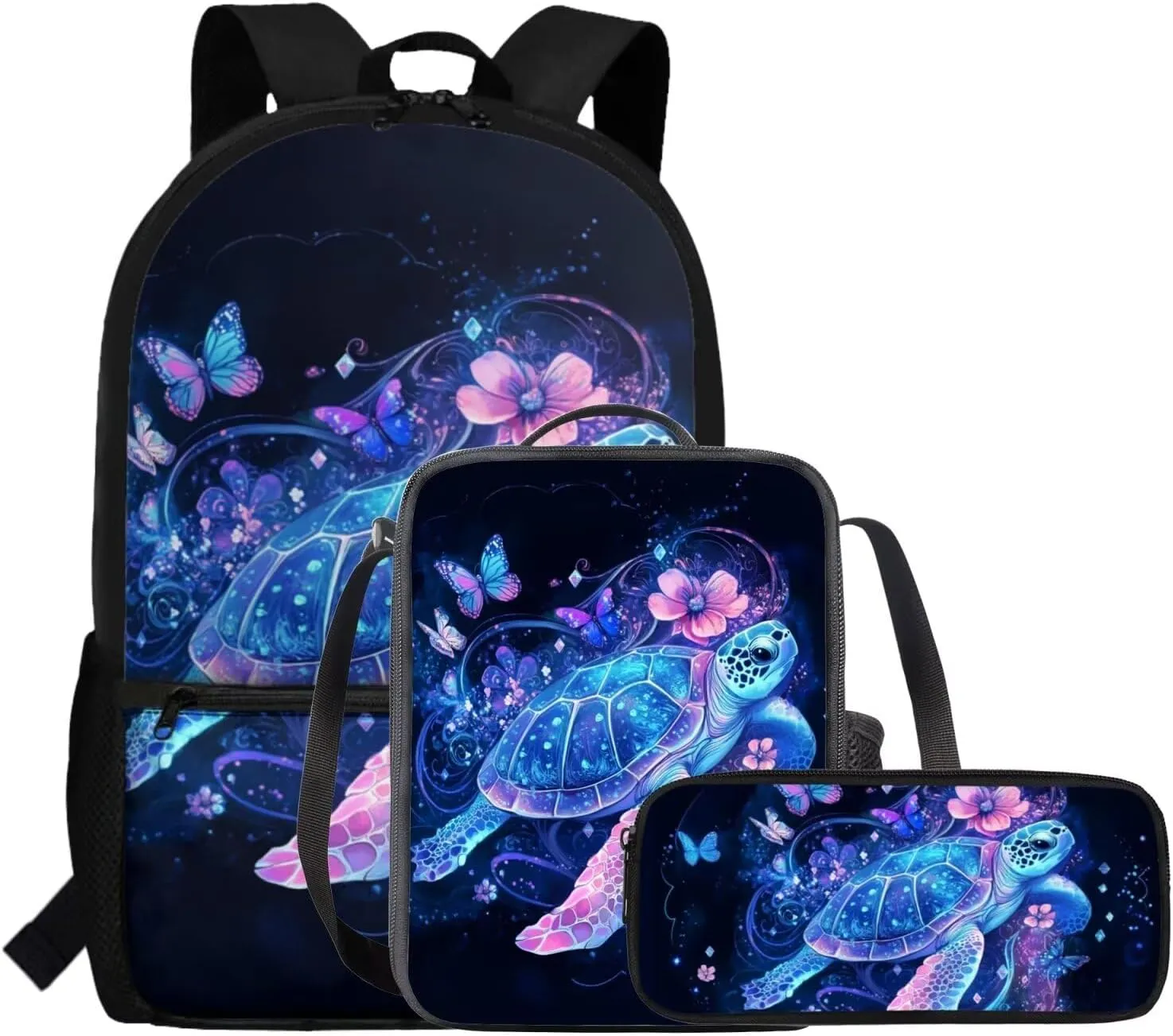 FOR U DESIGNS Turtle Backpack for Kids 5-7 with Lunch Box Kindergarten Elementary School Bag Set 2nd Grade Lightweight Bookbag Set for School 3 Piece School Supplies 17 Inch