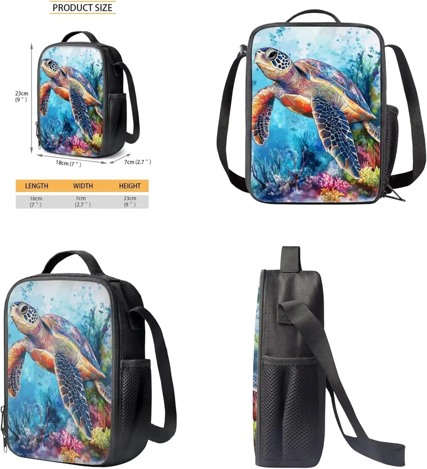 FOR U DESIGNS Turtle Backpack for Kids 8-12 Boys Kindergarten Elementary School Bag Set 4th Grade Stylish Bookbag and Lunch Box Set 3 in 1 Travel Daypack 17 Inch