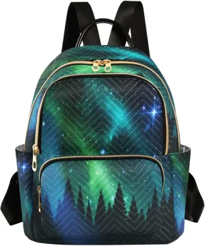 Forest Aurora Galaxy Backpack for Women Purse Bag Travel Handbag Shoulder Bag
