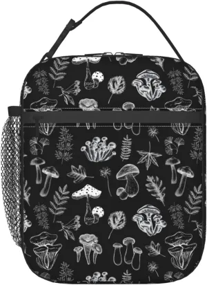FREEHOTU White Mushrooms Lunch Bag Double Insulated Leakproof Lunch Box Tote Bag Cooler Lunch Organizer for Work Picnic Travel Camping
