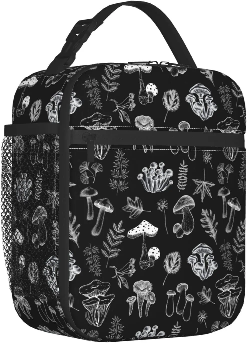 FREEHOTU White Mushrooms Lunch Bag Double Insulated Leakproof Lunch Box Tote Bag Cooler Lunch Organizer for Work Picnic Travel Camping