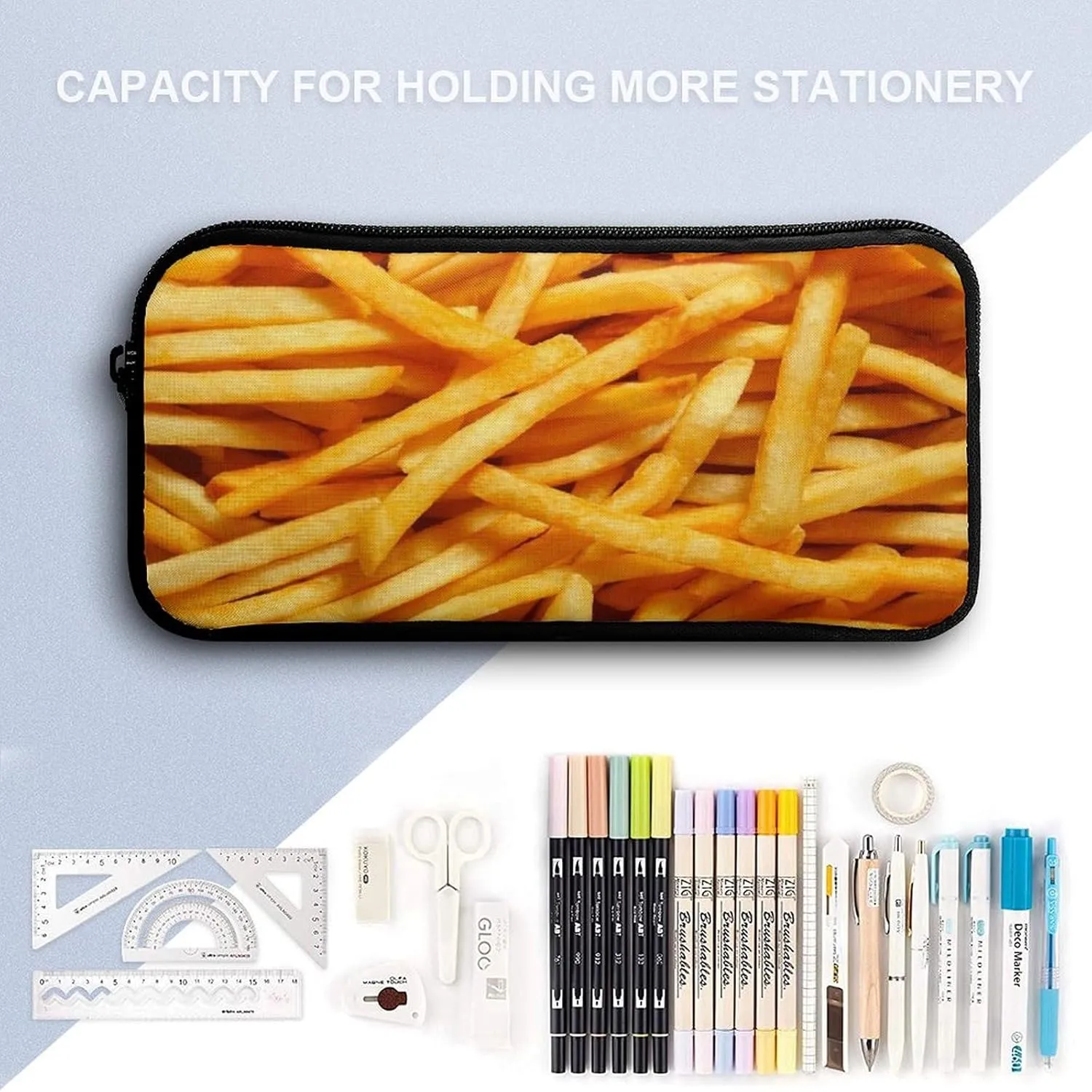French Fries Shoulder Backpack Diagonal Lunch Bag Pencil Case Set