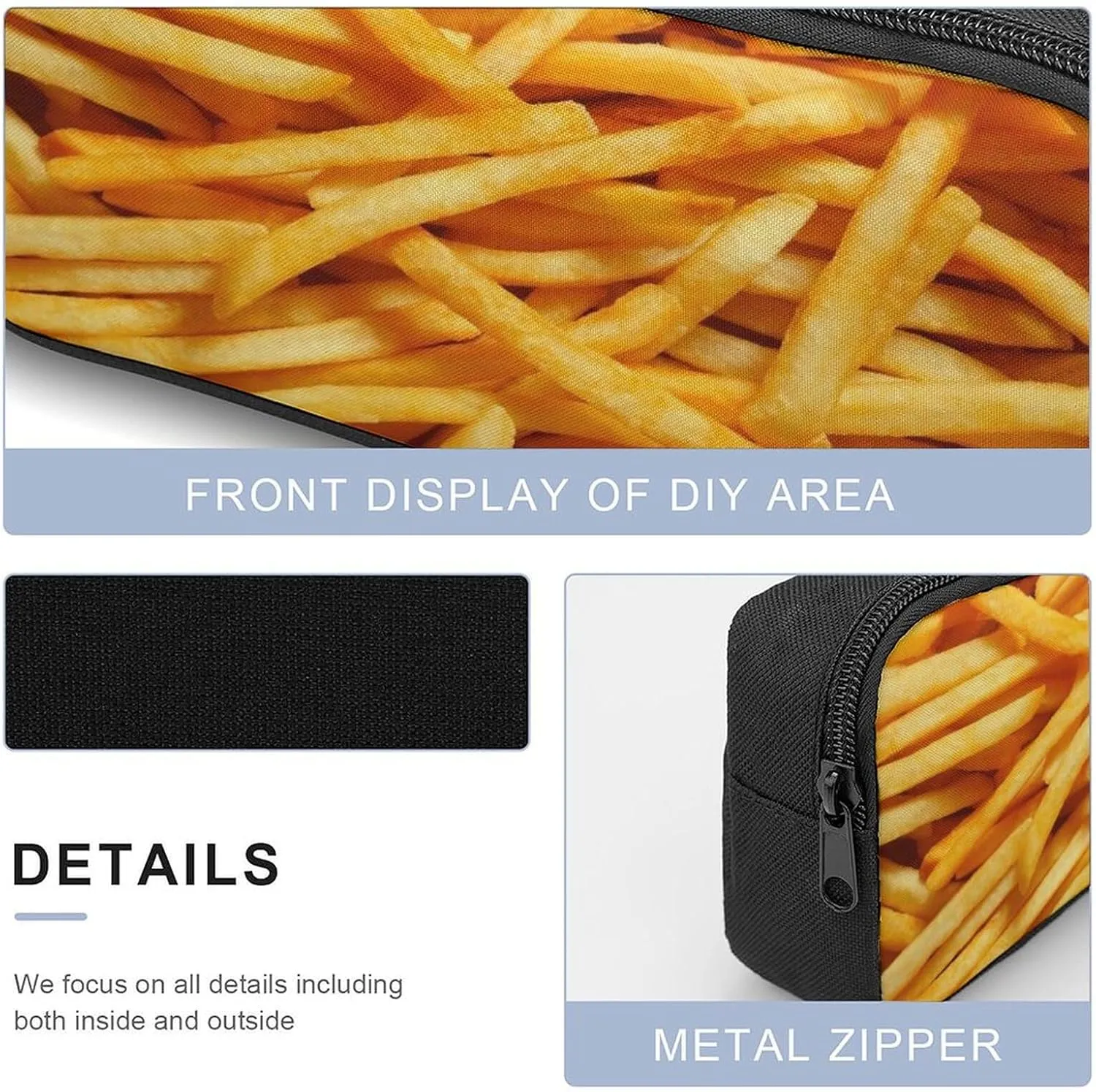 French Fries Shoulder Backpack Diagonal Lunch Bag Pencil Case Set