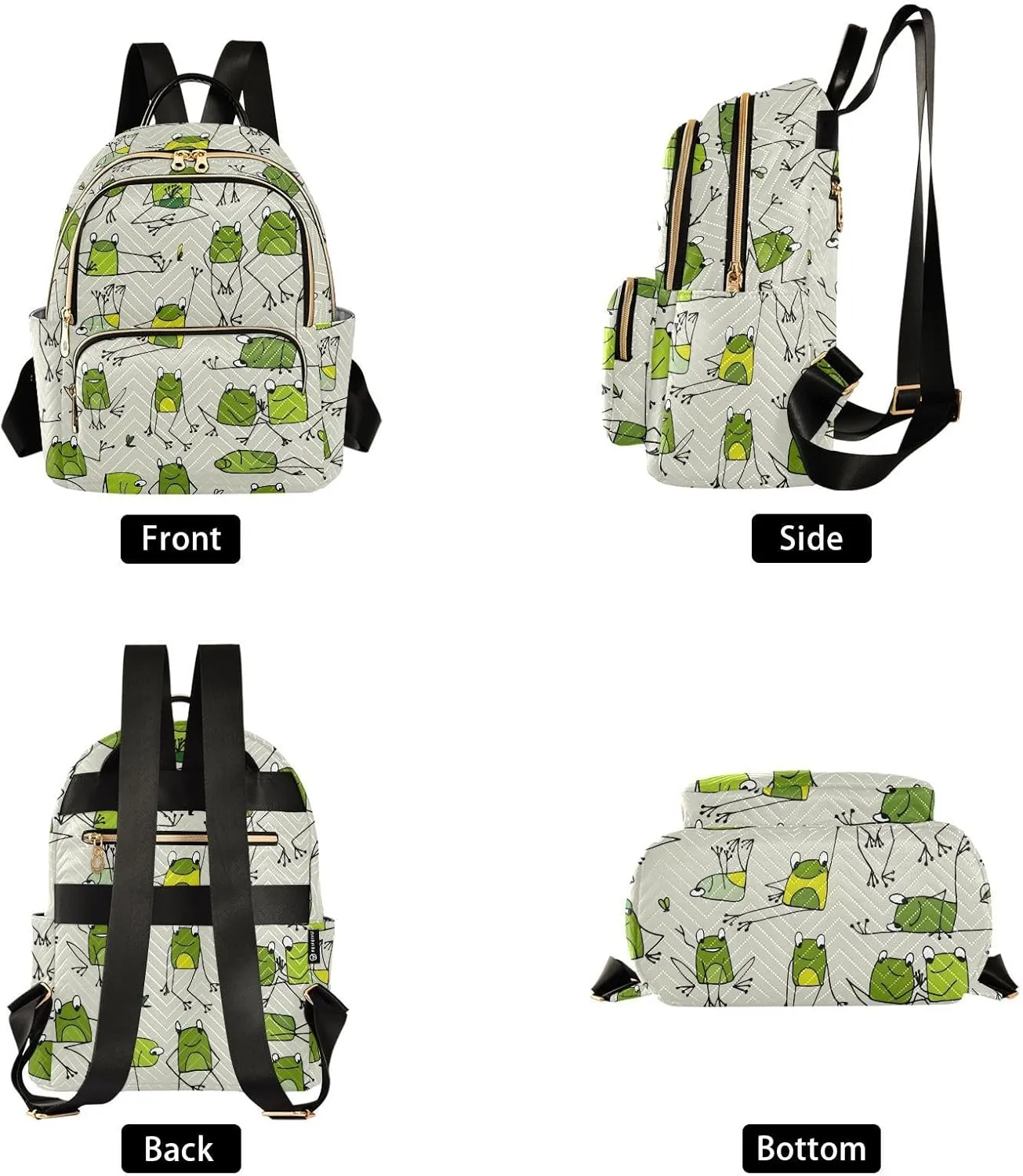 Frog Quilted Backpack Purse for Women Fashion Small Backpack Shoulder Bag Travel Casual Daypack