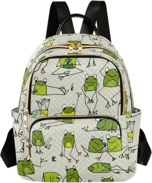 Frog Quilted Backpack Purse for Women Fashion Small Backpack Shoulder Bag Travel Casual Daypack