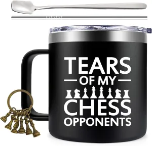 Fufendio Chess Gifts for Men - Best Gifts for Chess Lovers - Christmas Birthday Gift for Chess Coach, Player Friend - Tears of My Chess Opponents Mug 14oz
