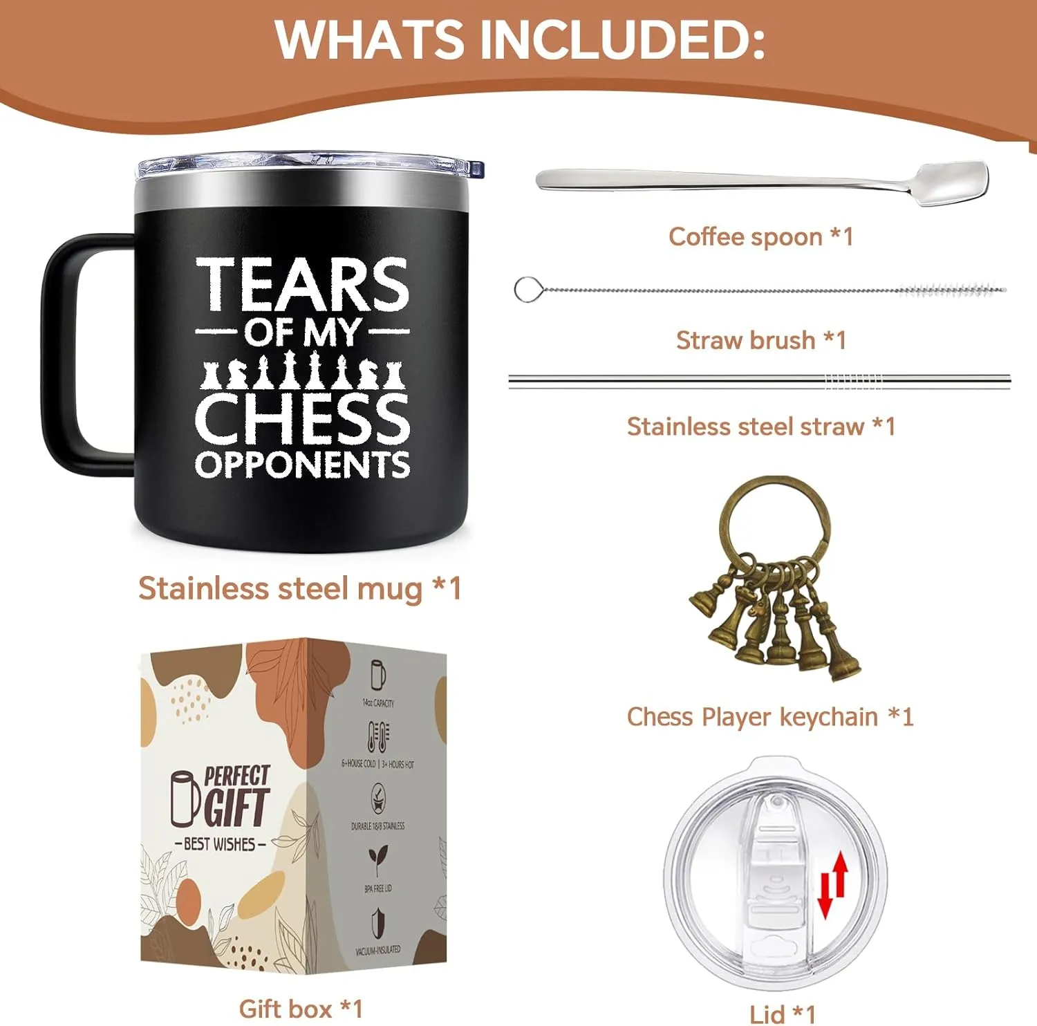 Fufendio Chess Gifts for Men - Best Gifts for Chess Lovers - Christmas Birthday Gift for Chess Coach, Player Friend - Tears of My Chess Opponents Mug 14oz