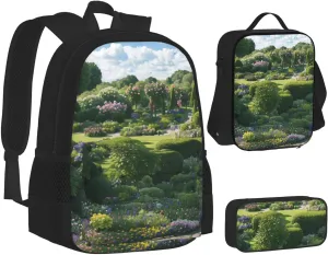 Full Of Plants Three-Piece Backpack Set With Pocket Backpack Cross-Body Lunch Bag Pen Bag For Travel Daypack