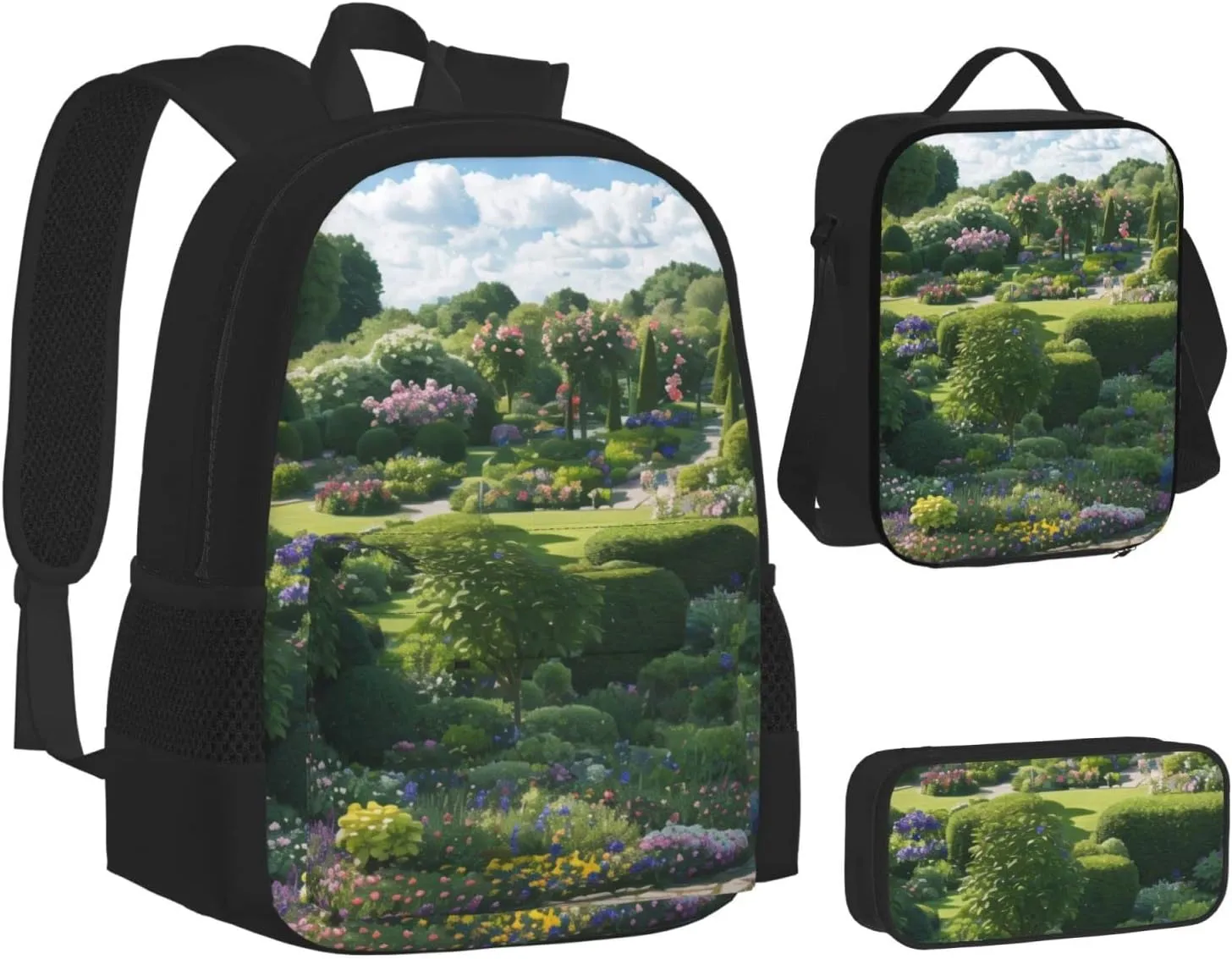 Full Of Plants Three-Piece Backpack Set With Pocket Backpack Cross-Body Lunch Bag Pen Bag For Travel Daypack