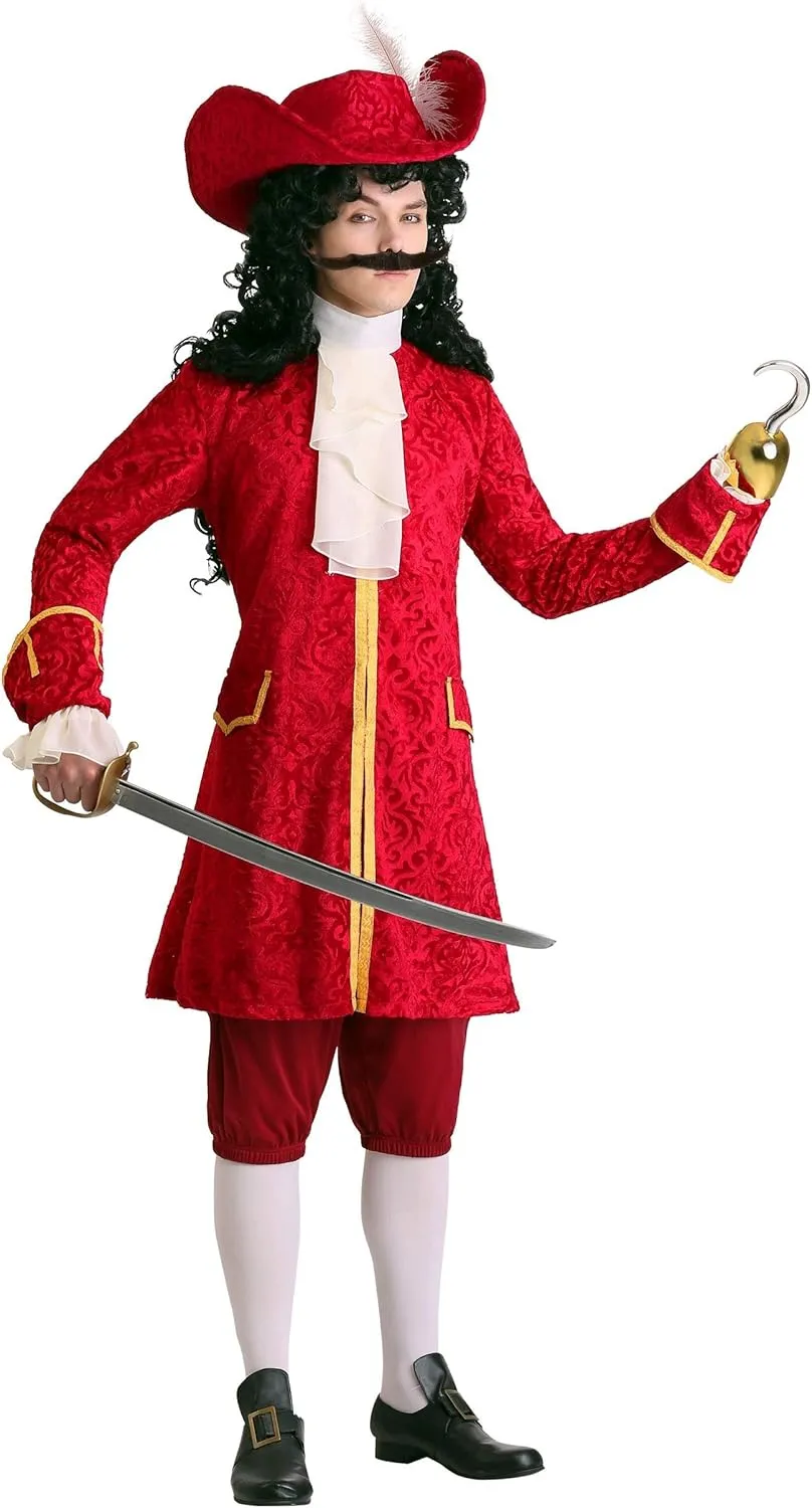 Fun Costumes Adult Plus Size Privateer Pirate, Mens Pirate Captain Attire With A Long Jacket, Cravat, Pants, And Hat