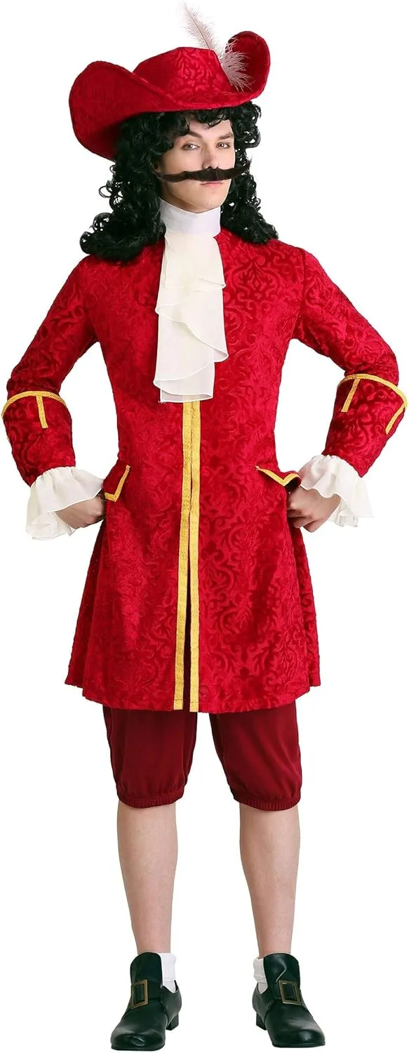 Fun Costumes Adult Plus Size Privateer Pirate, Mens Pirate Captain Attire With A Long Jacket, Cravat, Pants, And Hat