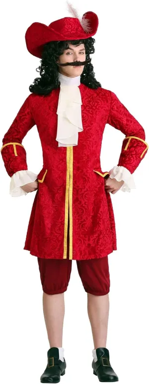 Fun Costumes Adult Plus Size Privateer Pirate, Mens Pirate Captain Attire With A Long Jacket, Cravat, Pants, And Hat