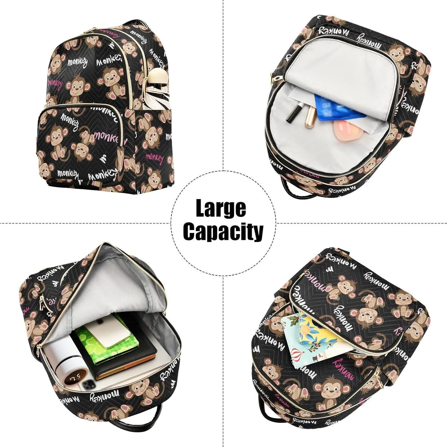 Funny Monkey Words Mini Backpack Purse for Women Shoulder Bag Fashion Daypack Ladies Handbag Lightweight Travel Bag Rucksack