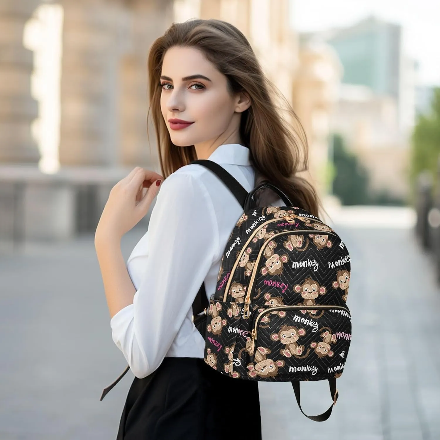 Funny Monkey Words Mini Backpack Purse for Women Shoulder Bag Fashion Daypack Ladies Handbag Lightweight Travel Bag Rucksack