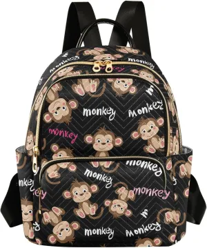Funny Monkey Words Mini Backpack Purse for Women Shoulder Bag Fashion Daypack Ladies Handbag Lightweight Travel Bag Rucksack