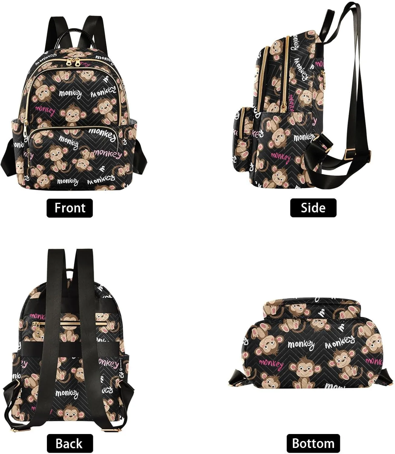 Funny Monkey Words Mini Backpack Purse for Women Shoulder Bag Fashion Daypack Ladies Handbag Lightweight Travel Bag Rucksack