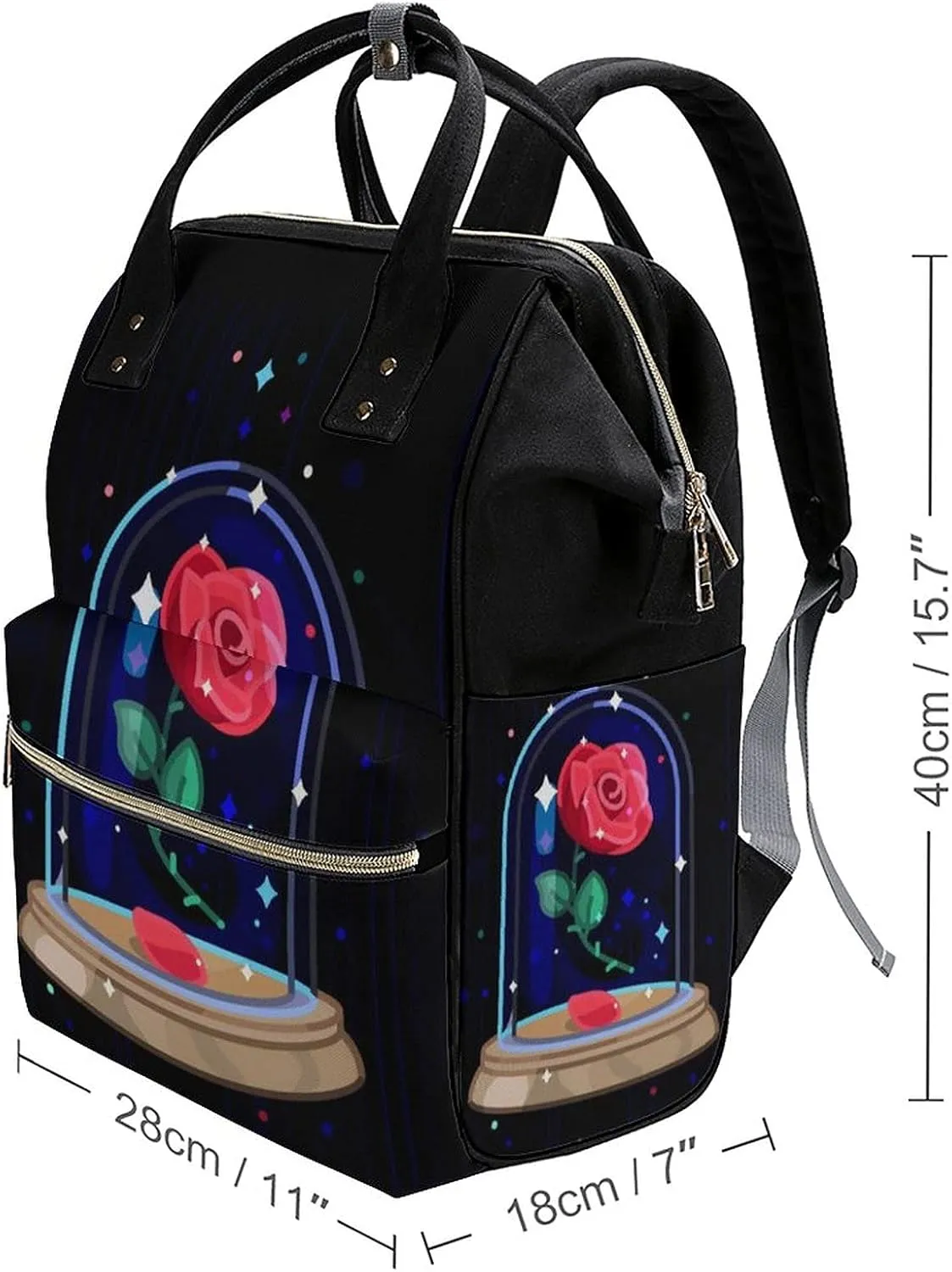 FunnyStar Beauty And Beast Women's Laptop Backpack Travel Nurse Shoulder Bag Casual Mommy Daypack Black-style 0ne size