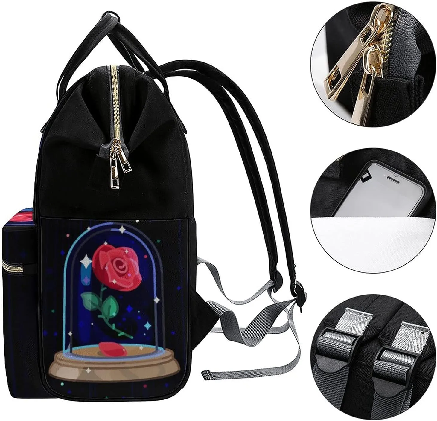 FunnyStar Beauty And Beast Women's Laptop Backpack Travel Nurse Shoulder Bag Casual Mommy Daypack Black-style 0ne size
