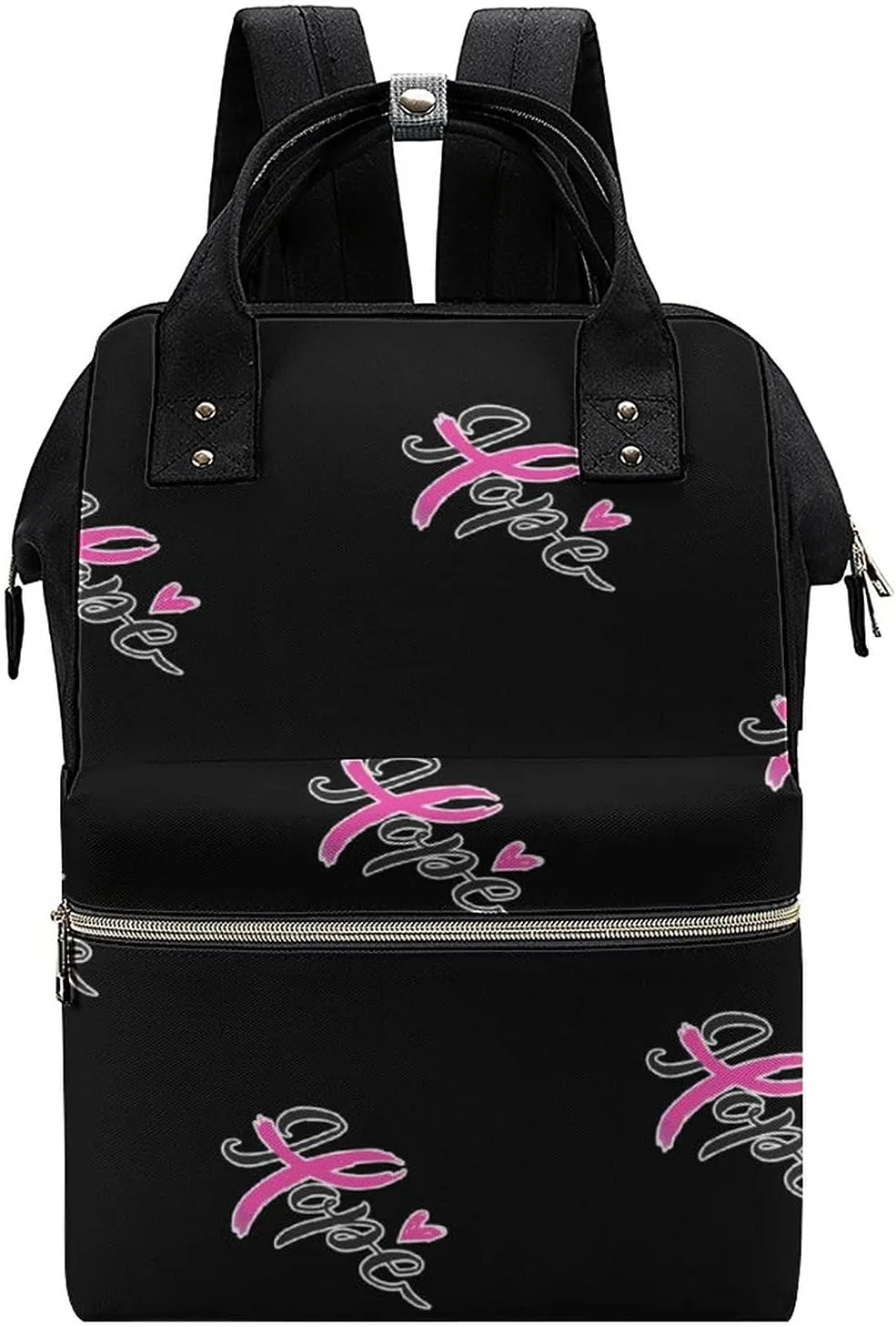 FunnyStar Hope Breast Cancer Awareness Women Laptop Backpack Travel Nurse Shoulder Bag Casual Mommy Daypack Black-style 0ne size
