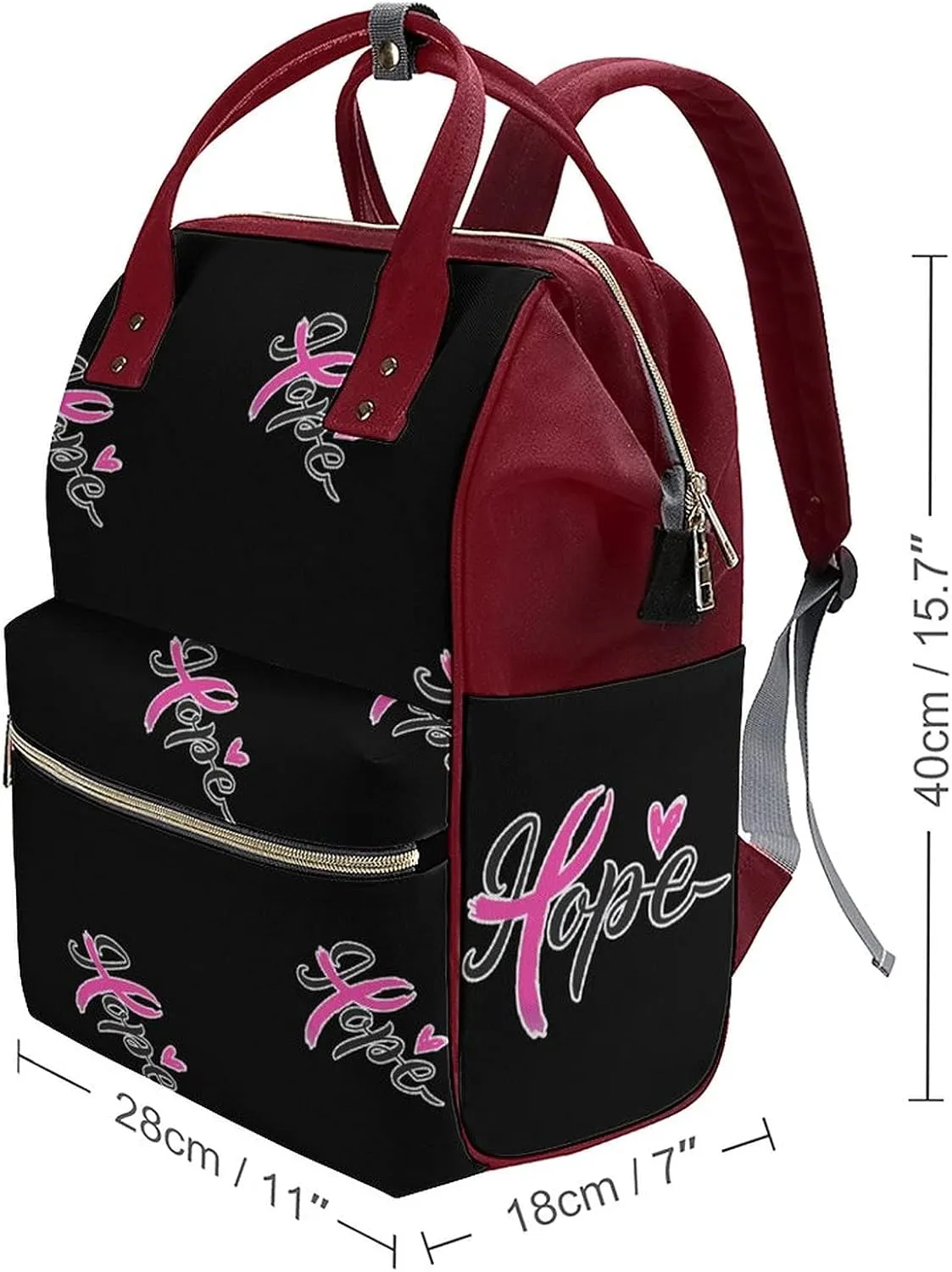 FunnyStar Hope Breast Cancer Awareness Women's Laptop Backpack Travel Nurse Shoulder Bag Casual Mommy Daypack