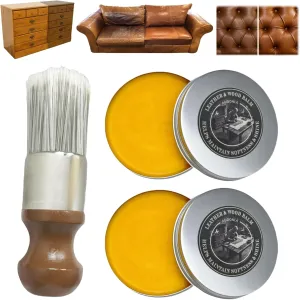 Furniture Salve & Brush Set – Leather & Wood Care for Sofas, Car Seats, Bags & Shoes, Helps Keep Leather in Good Condition, Easy Application (2 Sets)