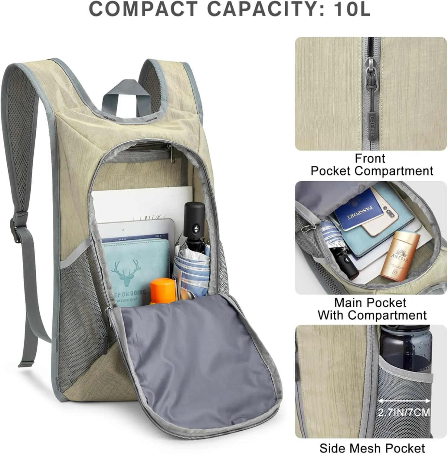 G4Free 10L Hiking Backpack Small Travel Hiking Daypack Lightweight Packable Backpack Casual Foldable Shoulder Bag
