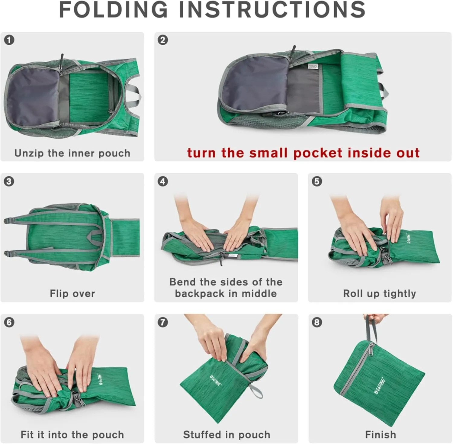 G4Free 10L Hiking Backpack Small Travel Hiking Daypack Lightweight Packable Backpack Casual Foldable Shoulder Bag