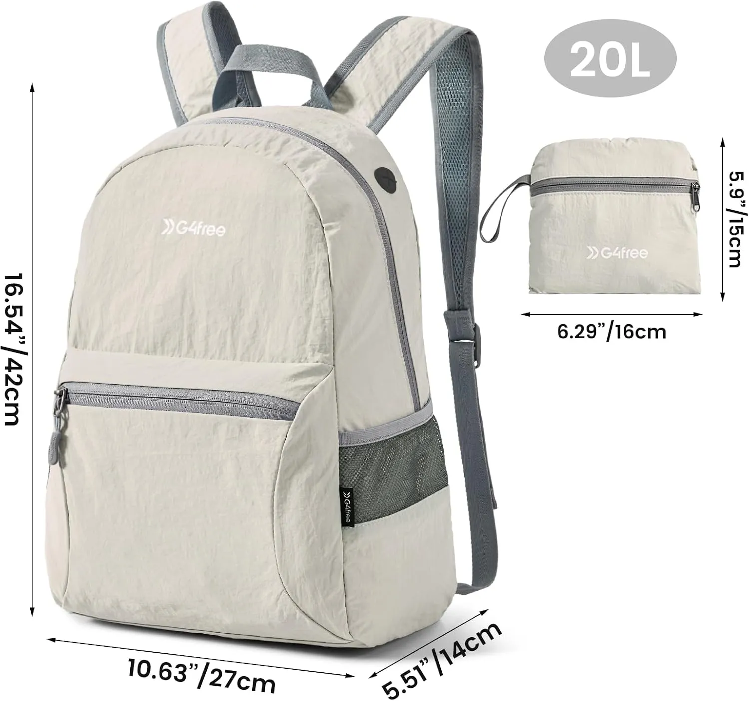 G4Free 20L Lightweight Packable Backpack Travel Hiking Daypack Foldable Backpack for Men Women