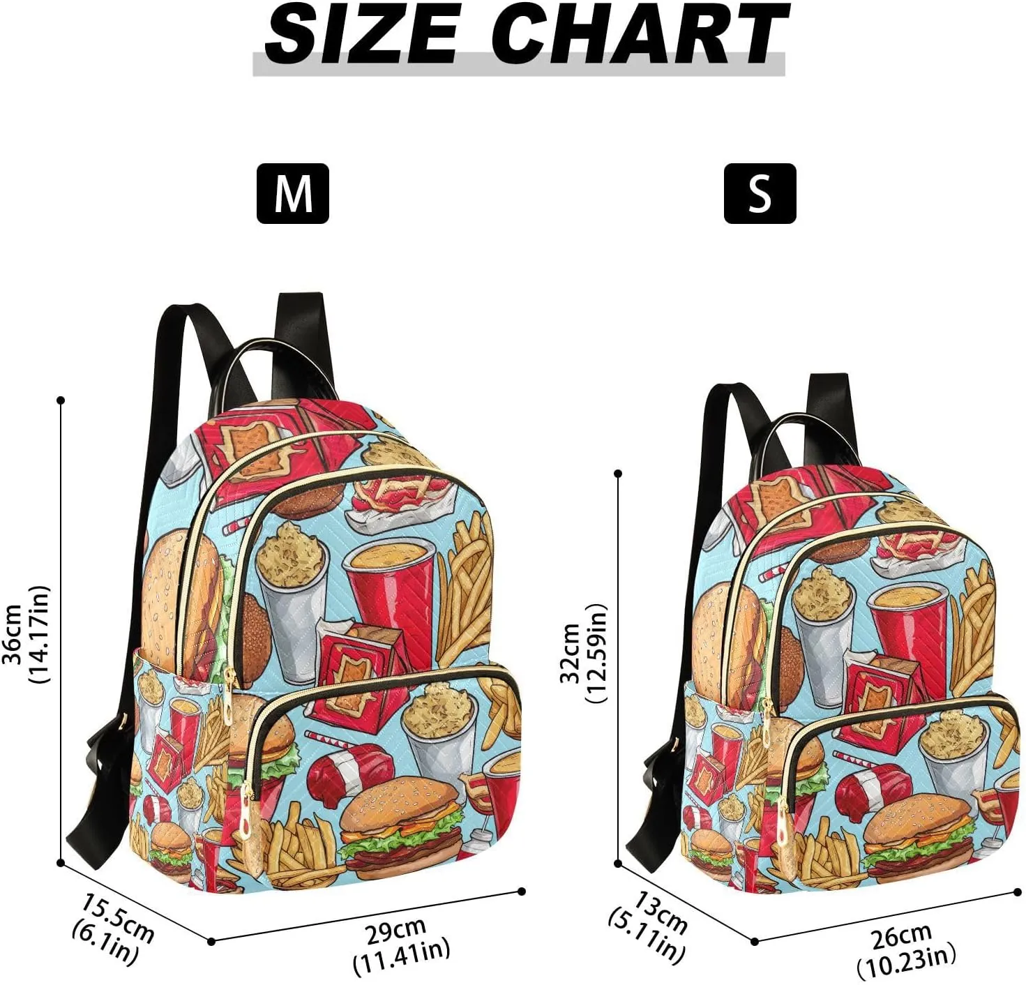 GAIGEO Assortment of Food Items Daily Backpack, Womens Fashion Backpack Purse, Women's Travel Backpack, M