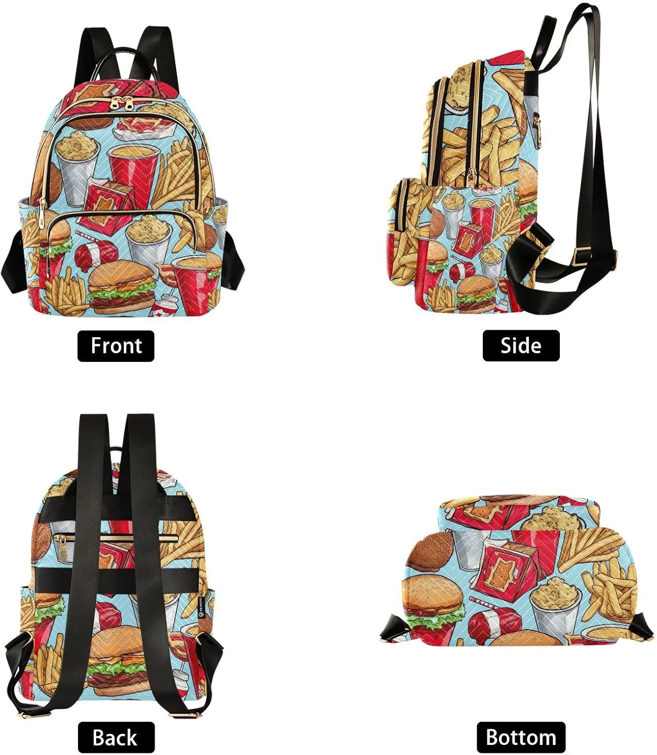 GAIGEO Assortment of Food Items Daily Backpack, Womens Fashion Backpack Purse, Women's Travel Backpack, M