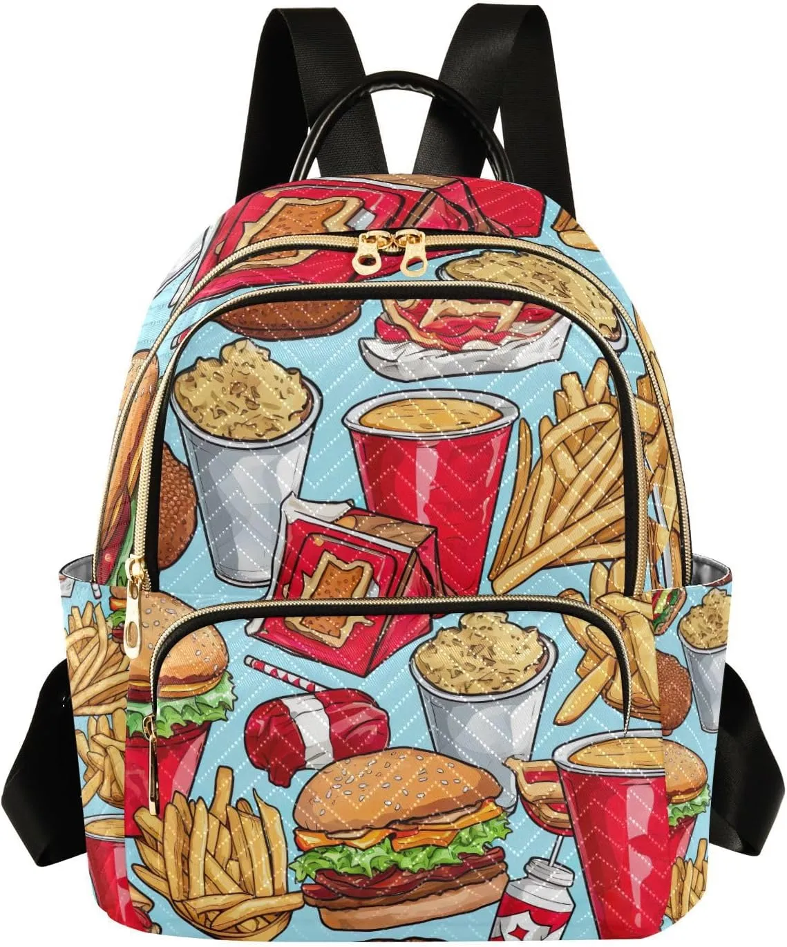 GAIGEO Assortment of Food Items Daily Backpack, Womens Fashion Backpack Purse, Women's Travel Backpack, M