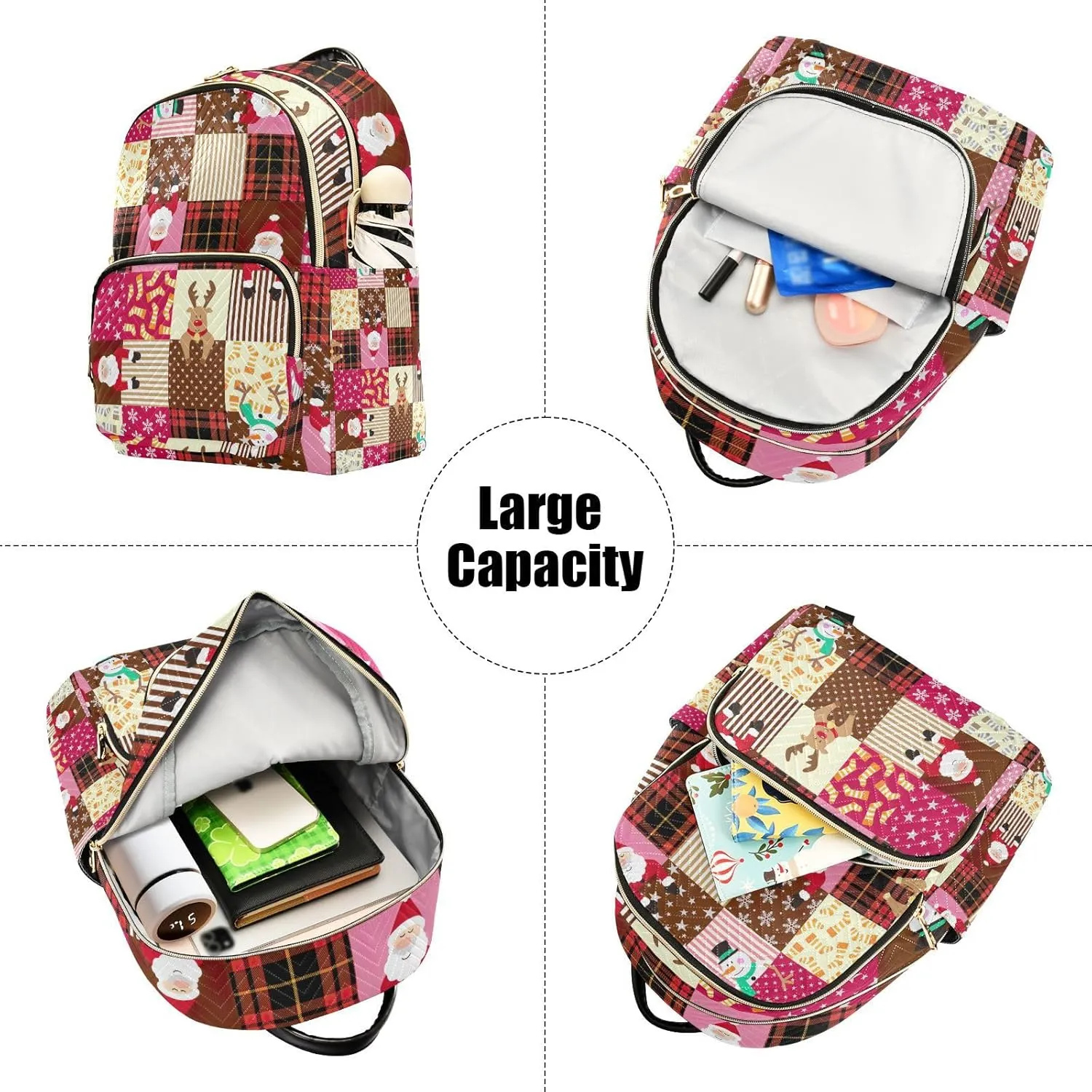 GAIGEO Christmas Pink Pattern Stylish Ladies Backpack, Womens Travel Backpack, Backpack for Adults Women, M