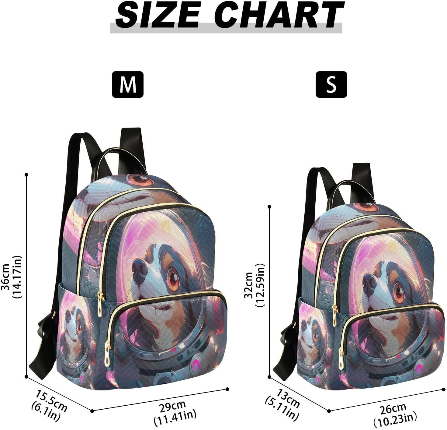 GAIGEO Cute Happy Astronaut Puppy Fashion Daypack, Womens Travel Backpack for Airplane, Comfortable Backpack for Women, M
