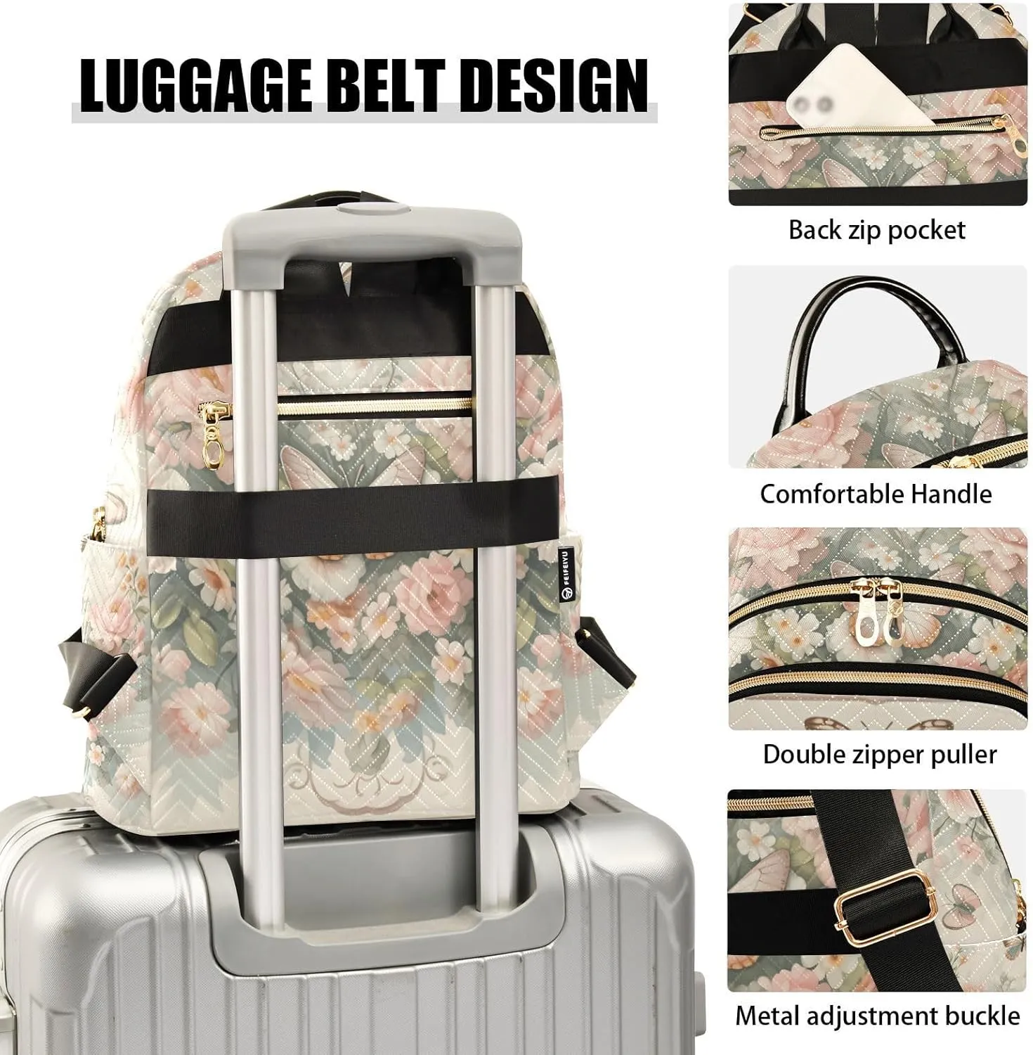 GAIGEO Dragonfly Rose Palace Wind Women Fashion Backpack, Womens Purse Backpack, Backpack Travel for Women, S