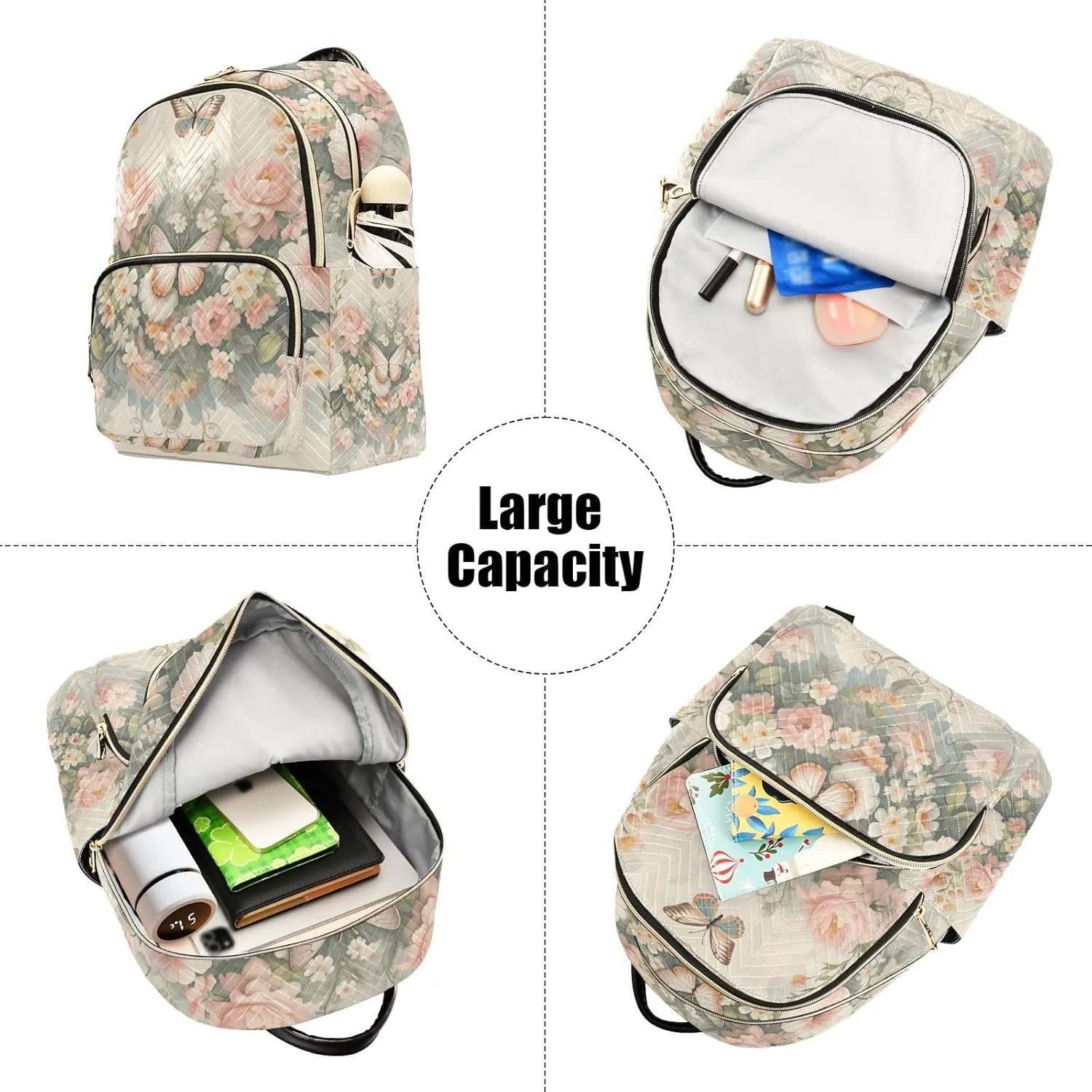 GAIGEO Dragonfly Rose Palace Wind Women Fashion Backpack, Womens Purse Backpack, Backpack Travel for Women, S