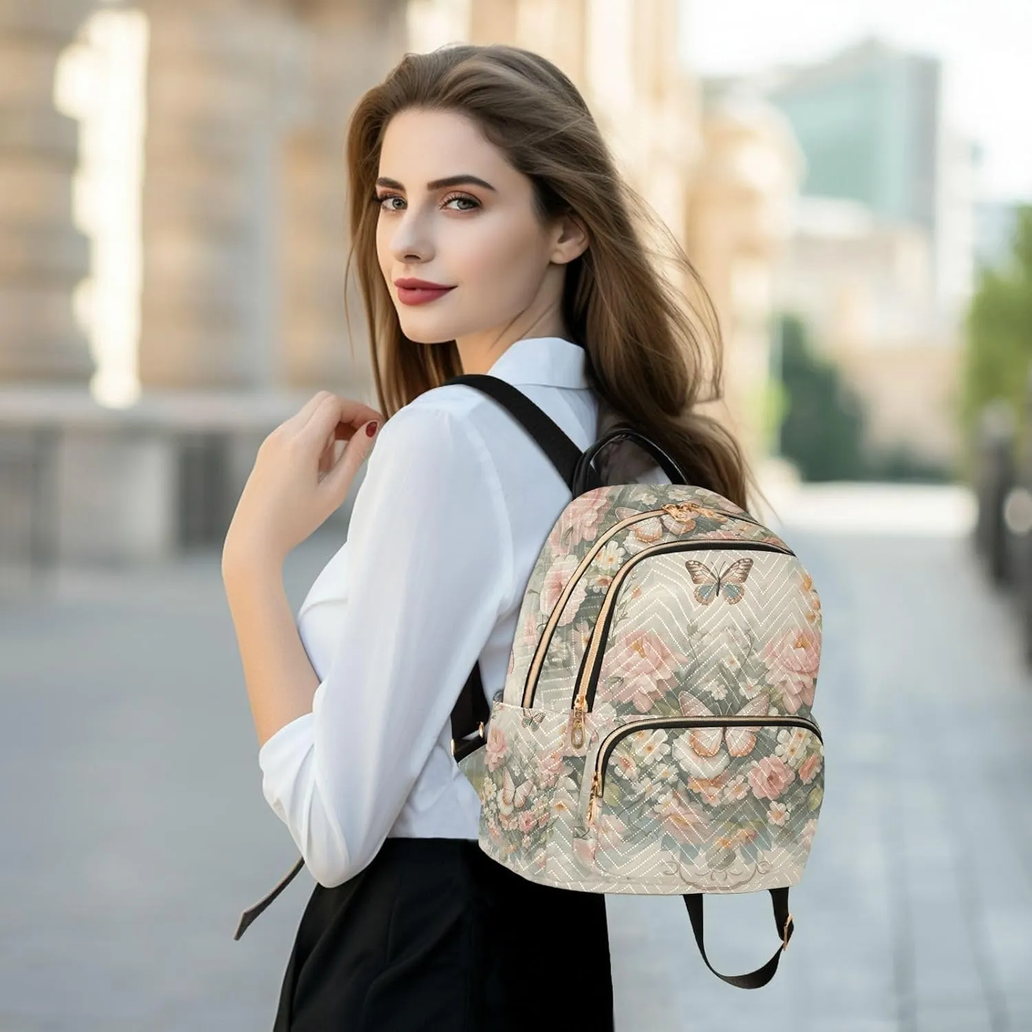 GAIGEO Dragonfly Rose Palace Wind Women Fashion Backpack, Womens Purse Backpack, Backpack Travel for Women, S