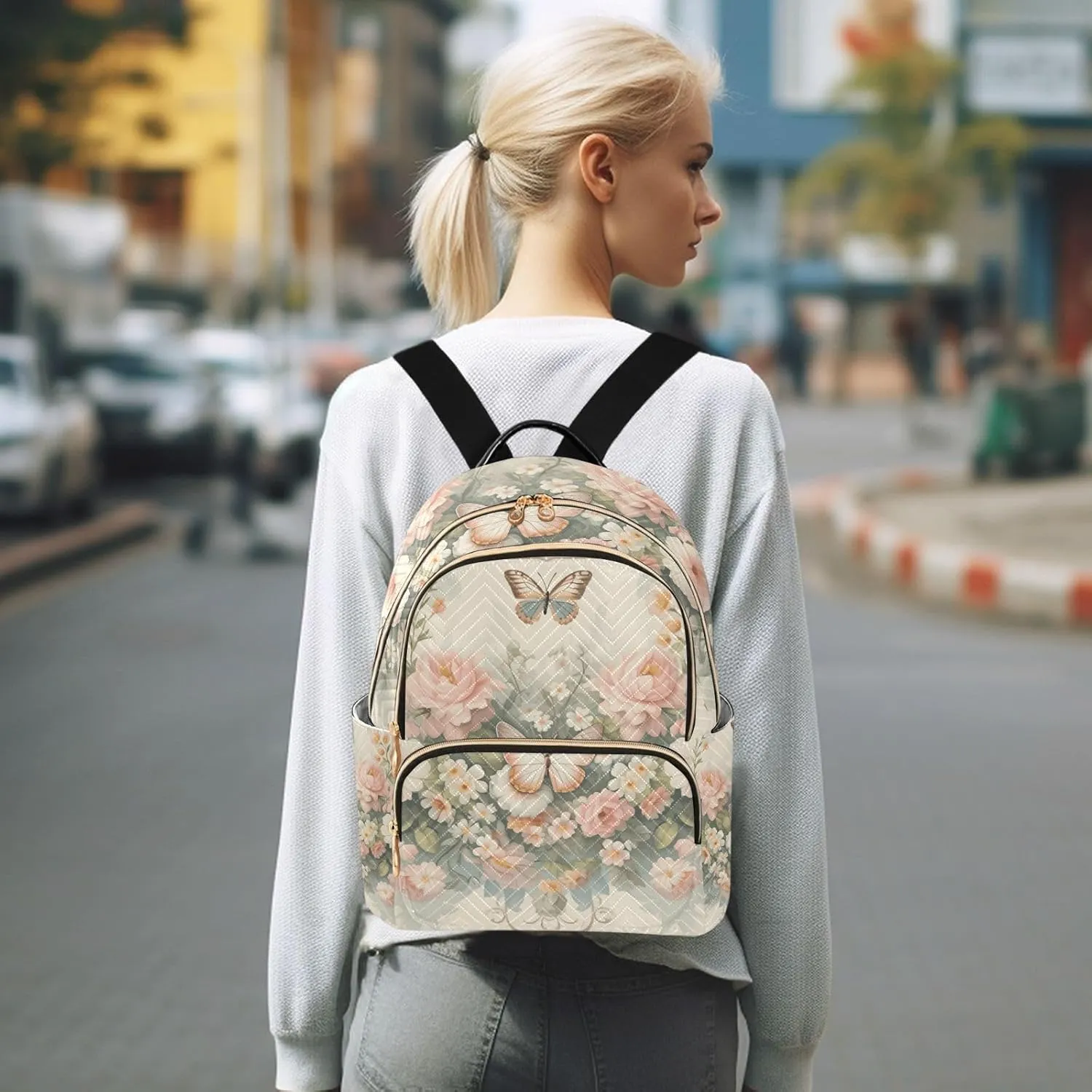 GAIGEO Dragonfly Rose Palace Wind Women Fashion Backpack, Womens Purse Backpack, Backpack Travel for Women, S