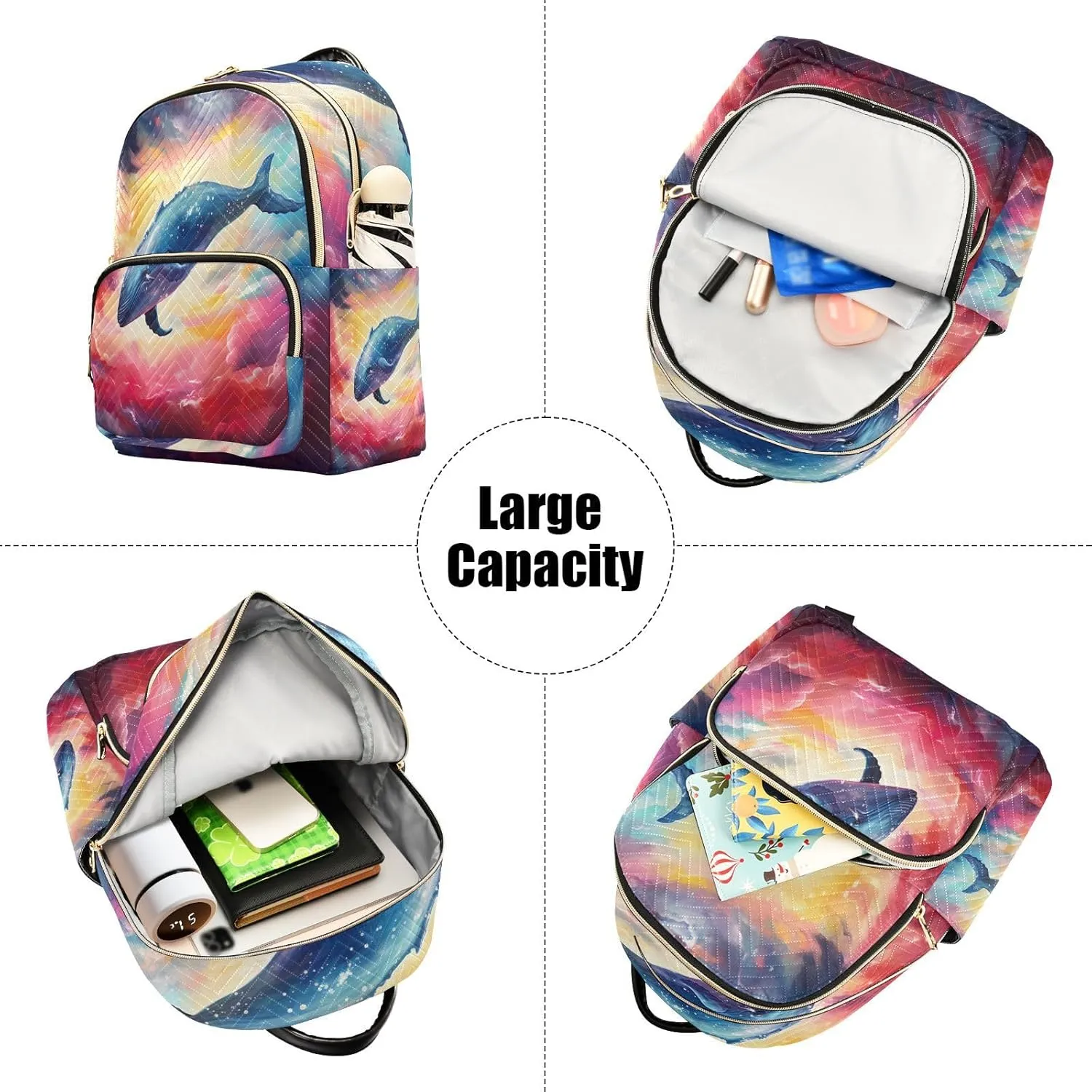 GAIGEO Fantasy Sea Of Clouds And Whale Girls Fashion Backpack, Small Backpack for Women, Women Backpack for Travel, S