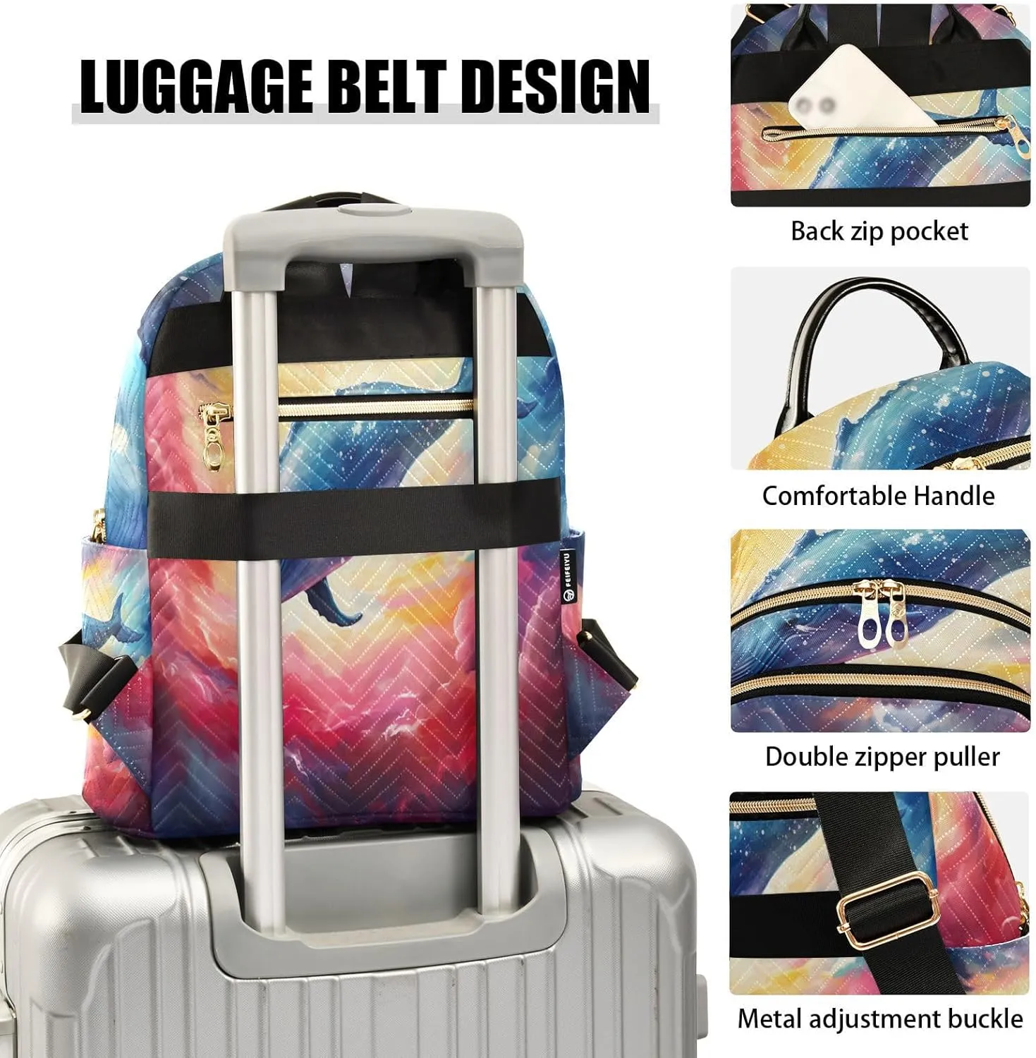 GAIGEO Fantasy Sea Of Clouds And Whale Girls Fashion Backpack, Small Backpack for Women, Women Backpack for Travel, S