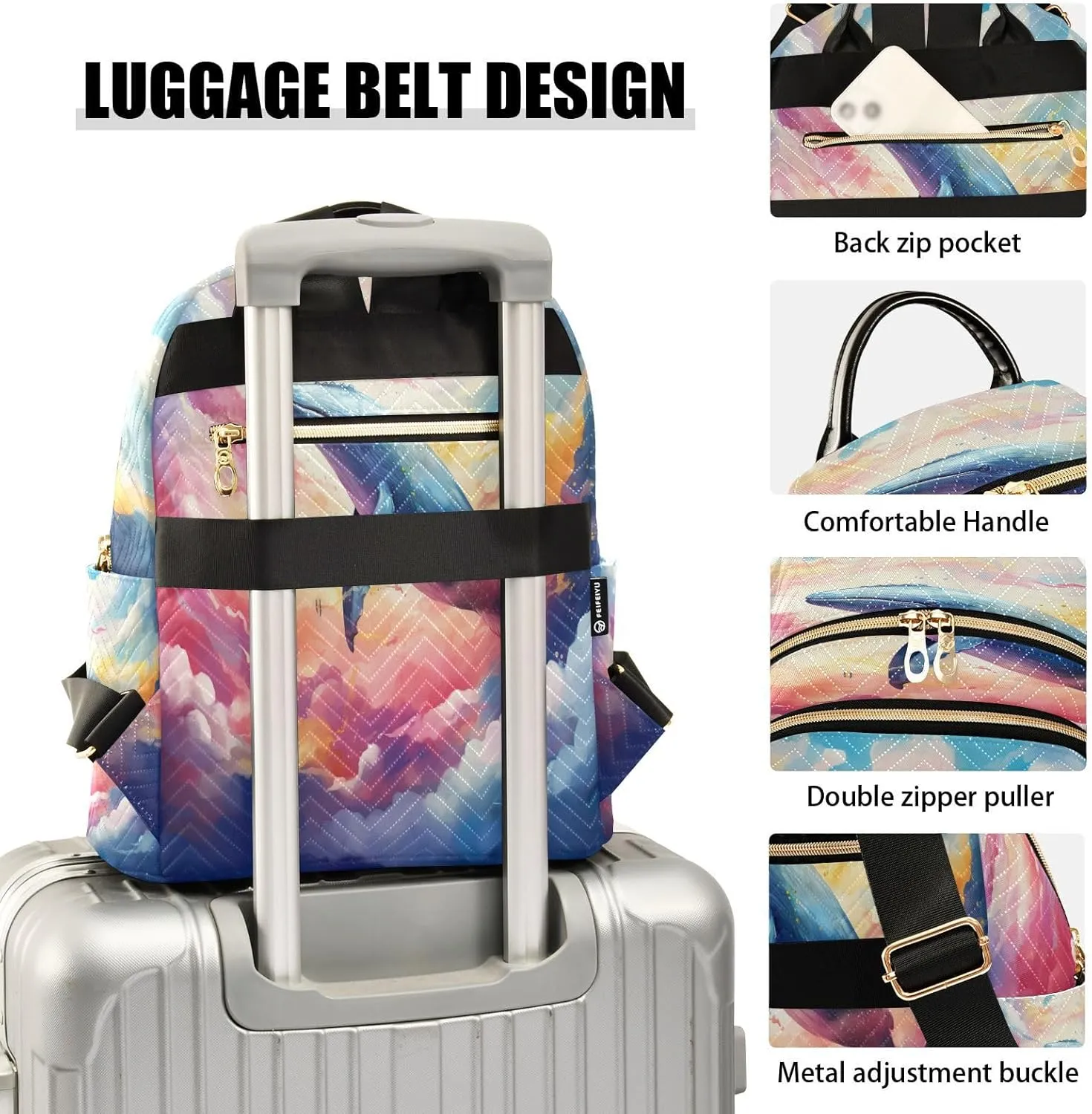GAIGEO Fantasy Sea Of Clouds And Whale Lady Backpack, Fashion Casual Backpack, Backpack for Woman, M