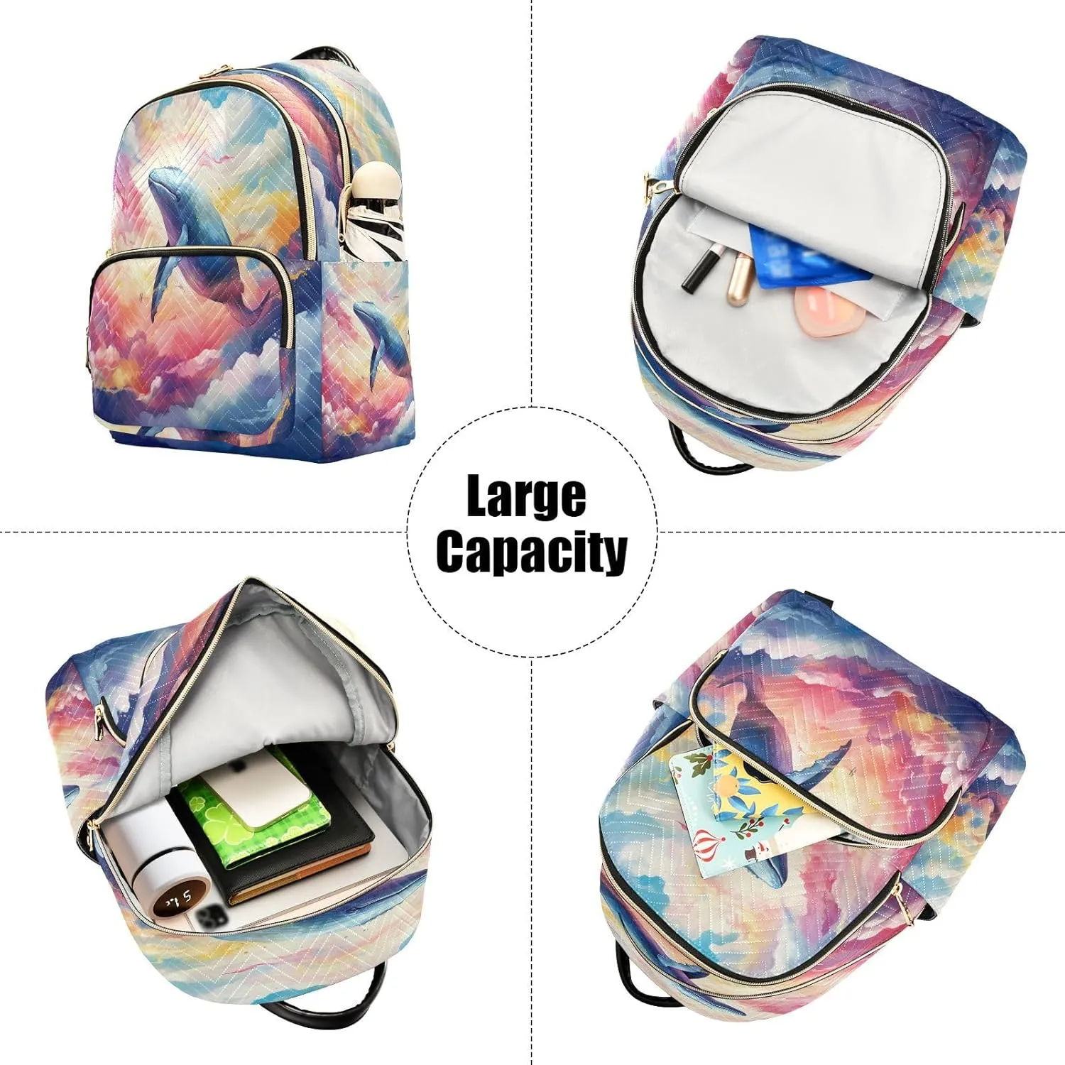 GAIGEO Fantasy Sea Of Clouds And Whale Lady Backpack, Fashion Casual Backpack, Backpack for Woman, M