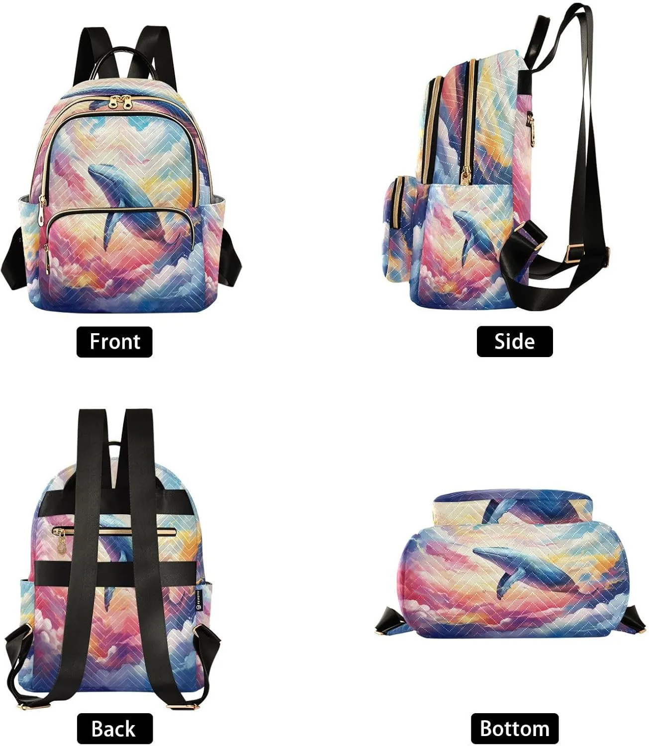 GAIGEO Fantasy Sea Of Clouds And Whale Lady Backpack, Fashion Casual Backpack, Backpack for Woman, M