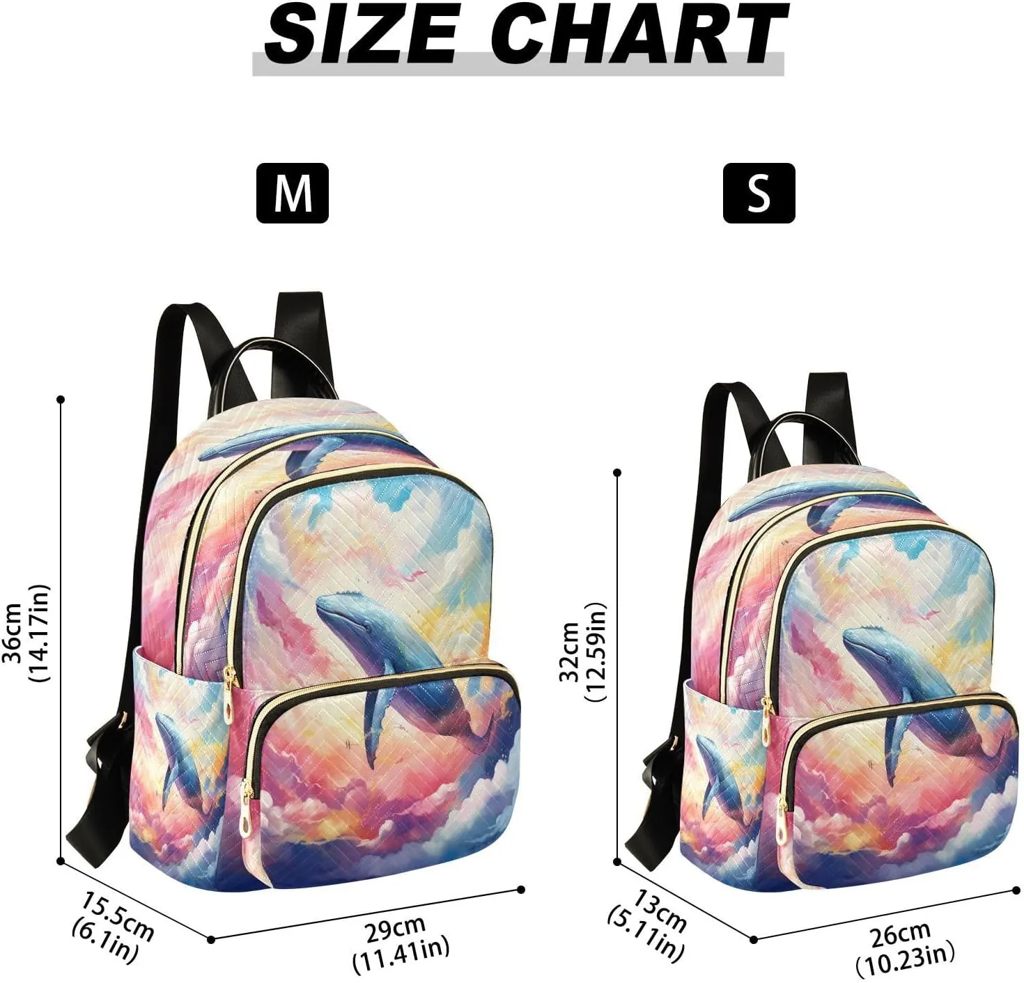 GAIGEO Fantasy Sea Of Clouds And Whale Lady Backpack, Fashion Casual Backpack, Backpack for Woman, M