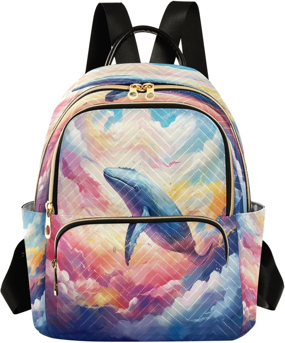GAIGEO Fantasy Sea Of Clouds And Whale Lady Backpack, Fashion Casual Backpack, Backpack for Woman, M