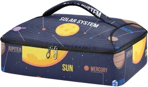 Galaxy Space Seamless Colorful Planets Stars Comets on Black Reusable Insulated Pizza Bag, Waterproof Food Delivery Bag, with Handle Lid Leakproof Pizza Holder Tote for Hot or Cold Food