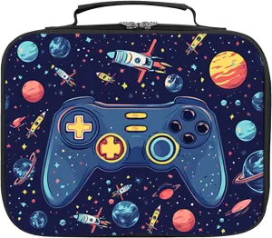 Gamer Lunch Box for Boys, Insulated Reusable Video Game Lunch Bag Portable Waterproof Leakproof Lunch Tote Bag Game boy Lunch Box for School Picnic Travel Back to School Gifts (space game)