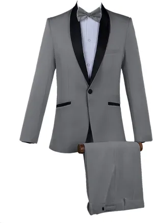 GATMSTZ Men Regular Fit One Button 2 Piece Suit Shawl Lapel Wedding Party Tuxedo