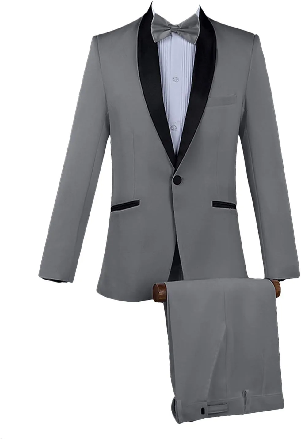 GATMSTZ Men Regular Fit One Button 2 Piece Suit Shawl Lapel Wedding Party Tuxedo