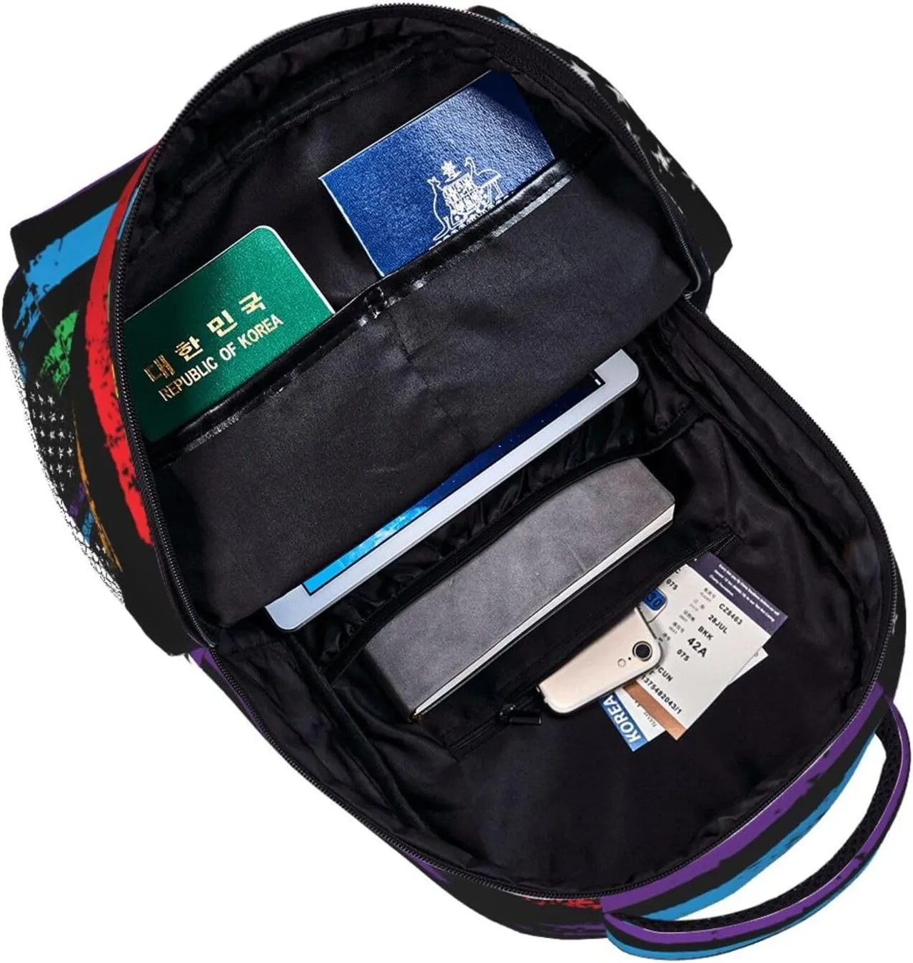 Gay Pride Rainbow American Flag Lgbt Progress Flag Backpack Casual Pack Bag Laptop Backpack With Side Pocket Front Zipper Pocket Bookpack Travel Daypack Picnic Rucksack